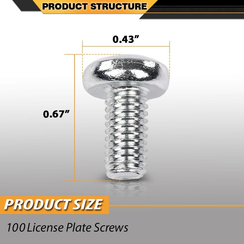 cnnell License Plate Screws Fit for Benz for Audi for Toyota for Lexus for Honda, 6mm x 16mm (#2136) Metric Phillips Pan Head (100 Per Pack) - Image 3